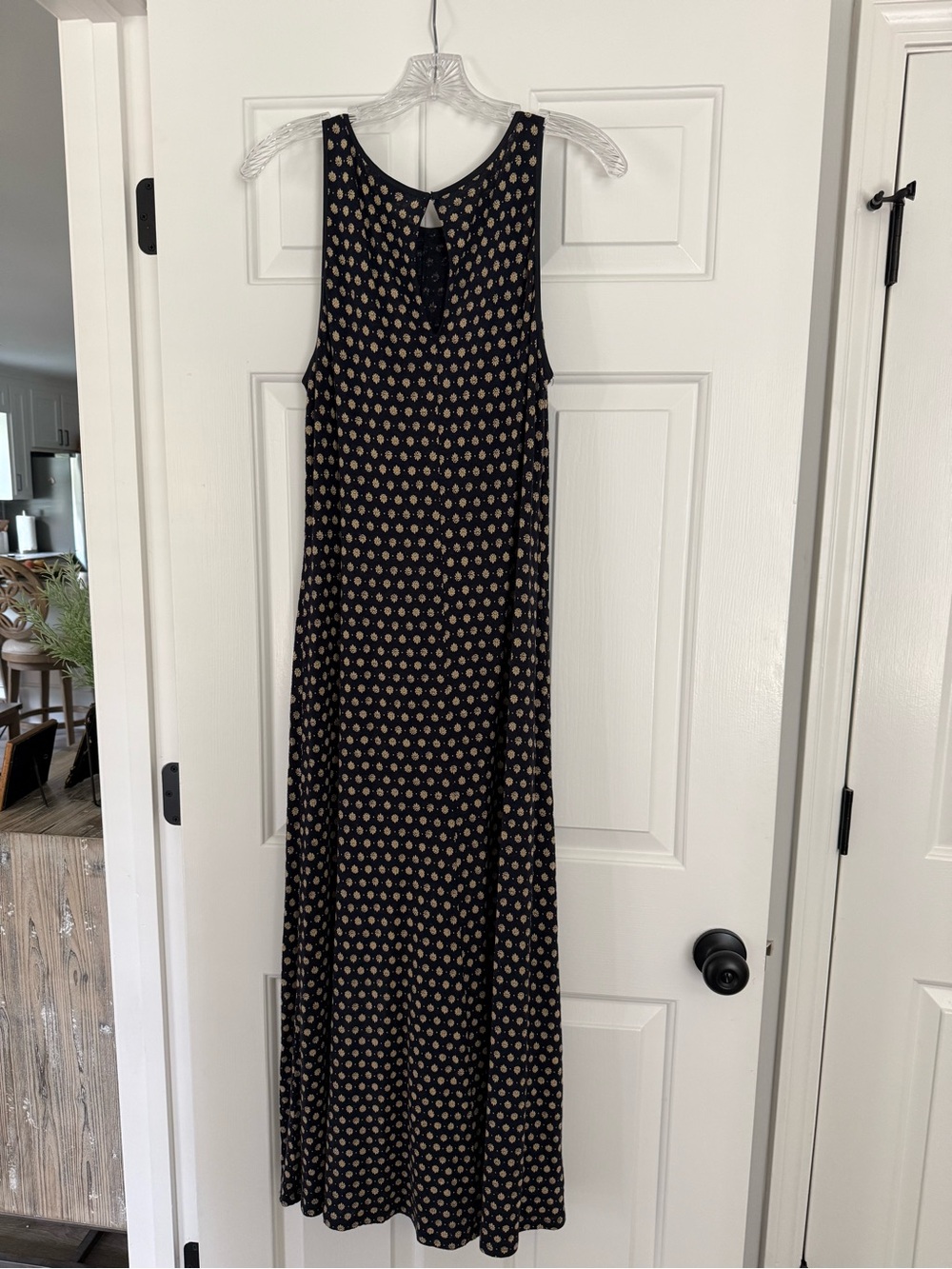 Ann Taylor Black Maxi Dress with Gold Dot Motif - Picture 2 of 2